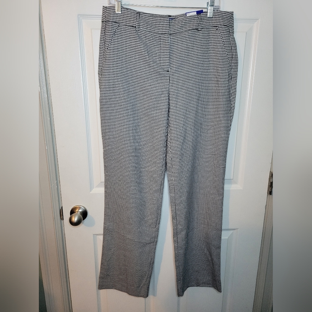 Apt 9 Pants Size 10 Black And White Straight Mid Rise Professional Workwear